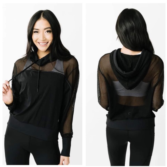 ZYIA Tops - NWT Zyia Active Black Mesh Winner Hoodie Small